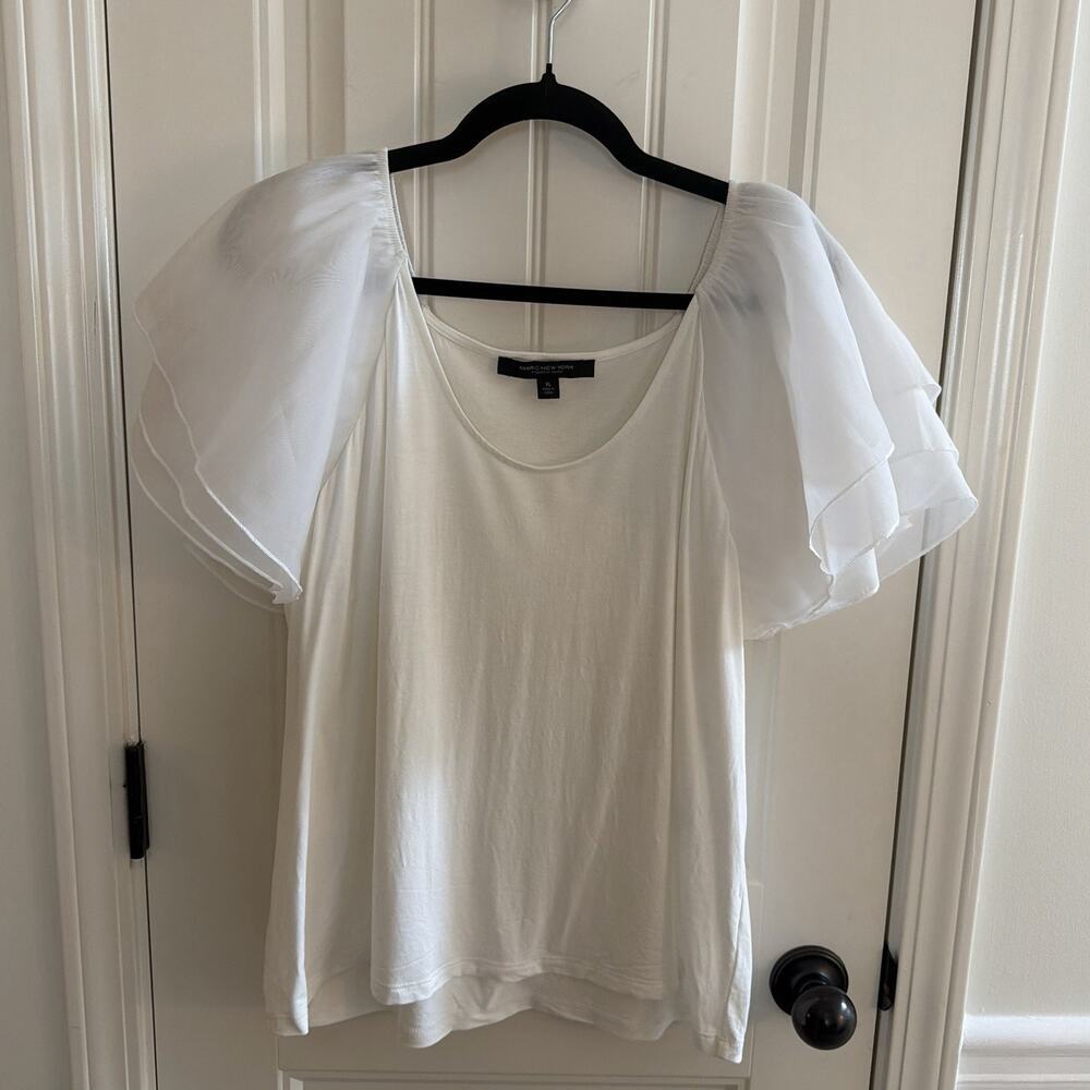 Marc New York Women’s Butterfly Sleeve Cream Top Size XL